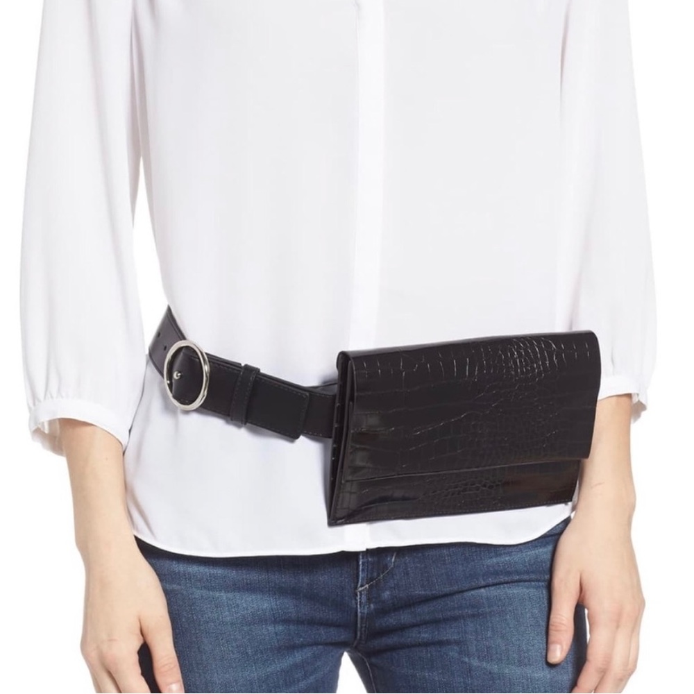 HALOGEN Nordstrom Crocodile Embossed Belt Bag